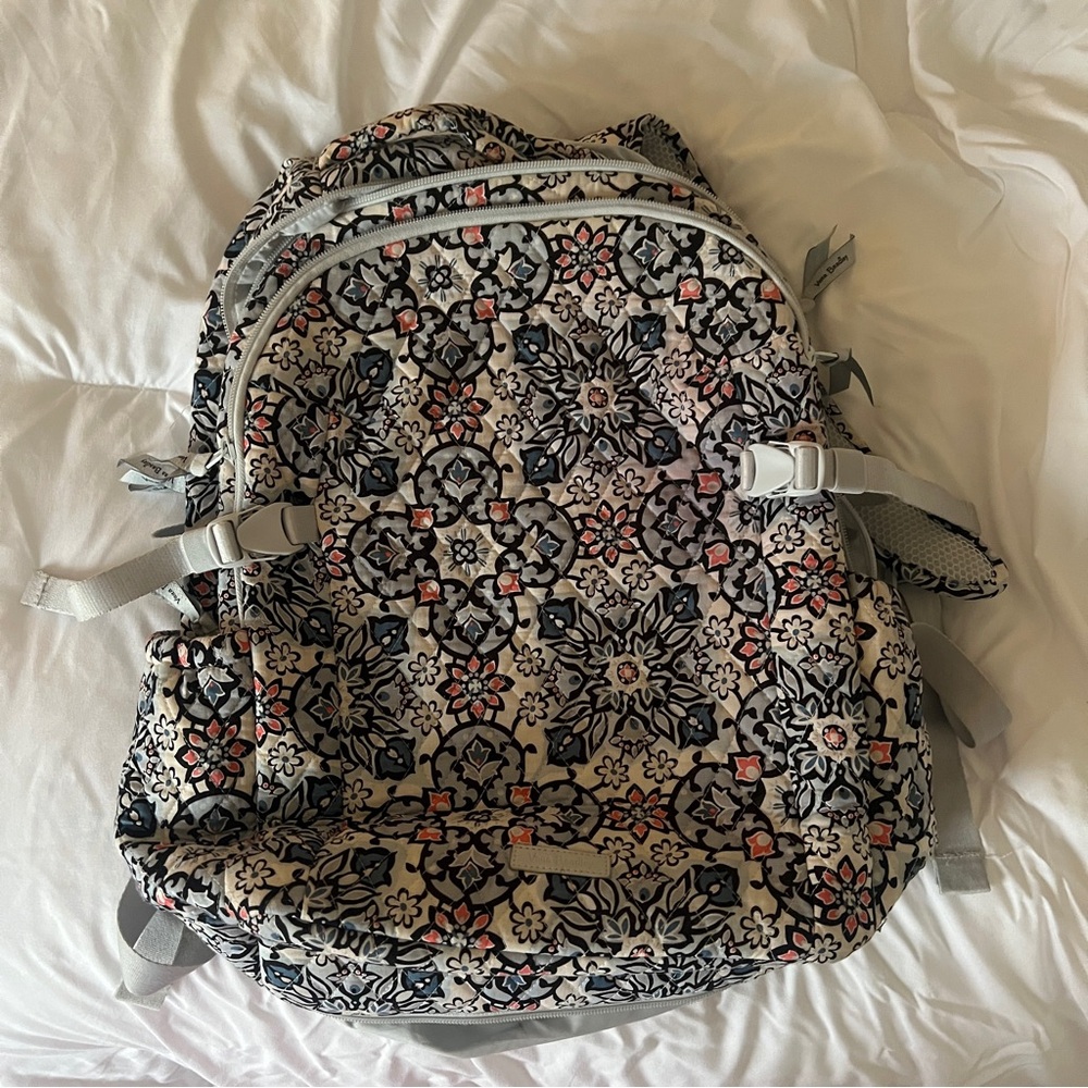Vera Bradley Gray and Pink Floral Backpack